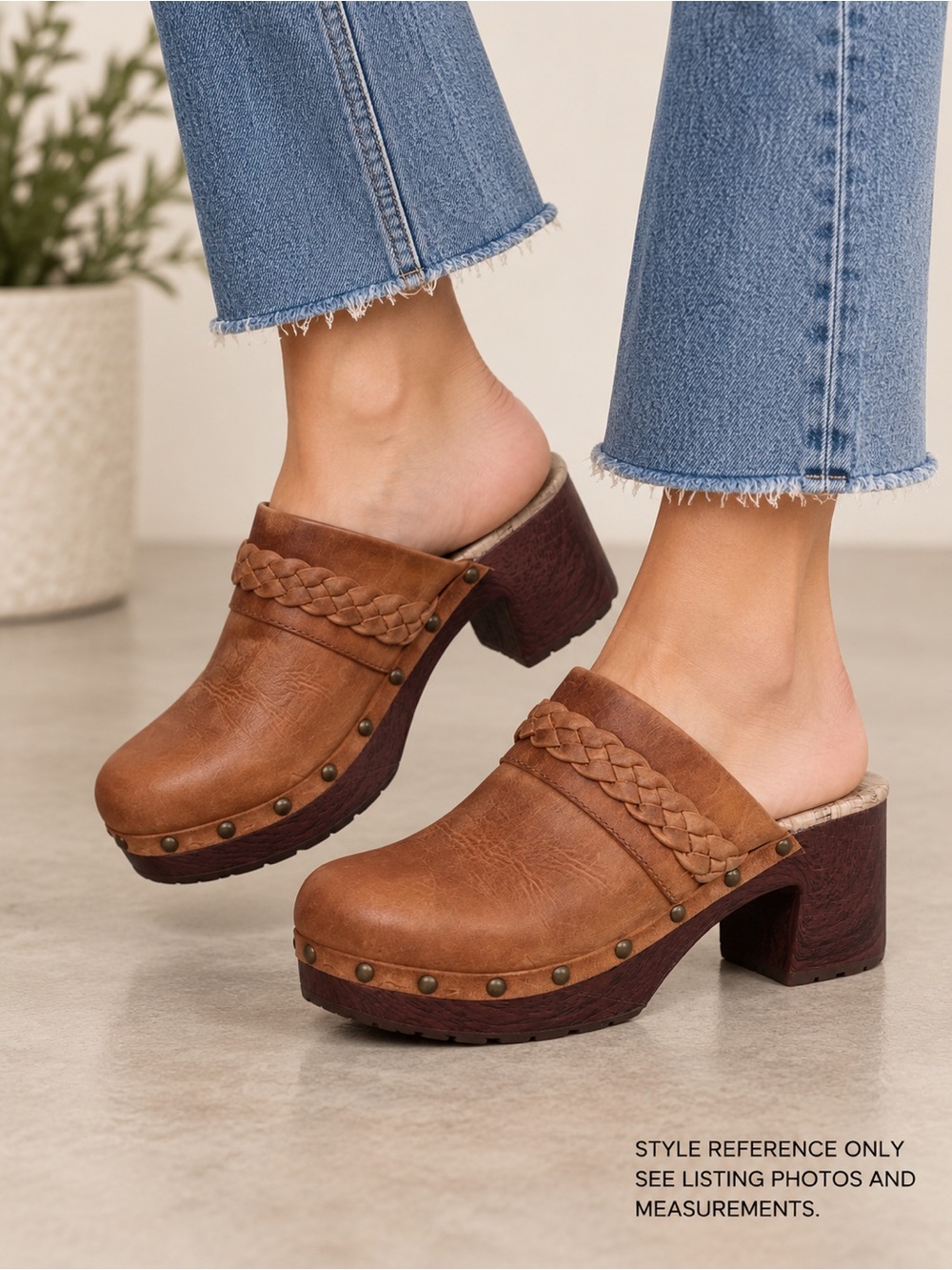Kork-Ease Tilly Brown Leather Platform Clogs Womens 7